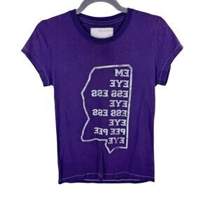 Billy Reid 100%‎ Cotton Mississippi Graphic Purple Short Sleeve Crew T-Shirt S